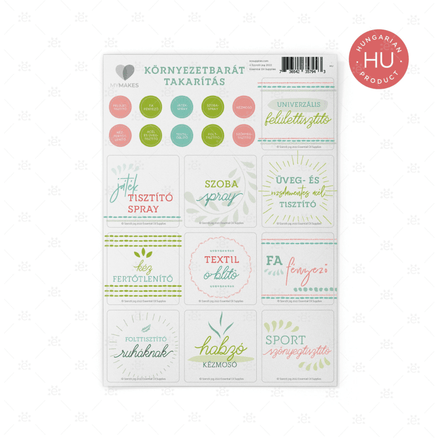 Mymakes:  Green Cleaning - Label Sheet Hungarian Labels