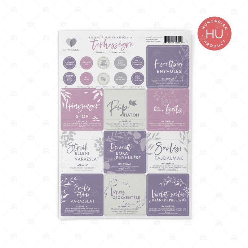 Mymakes:  Essentially Prepared In Pregnancy By Stephanie Fritz - Label Sheet Hungarian Labels
