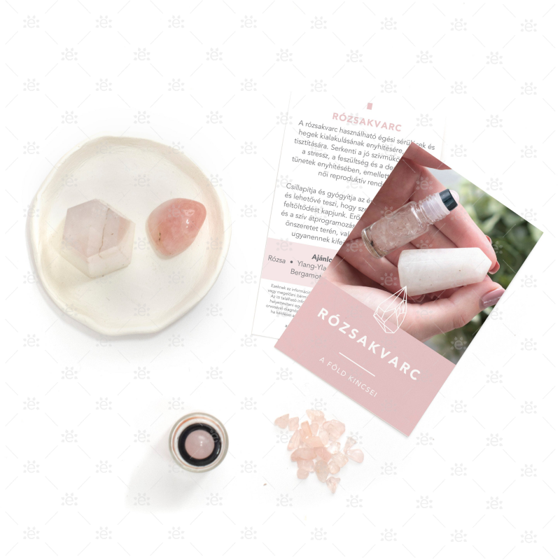 Rose Quartz Gemstone Roller Bottle Set - Hungarian Glass