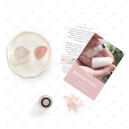 Rose Quartz Gemstone Roller Bottle Set - Hungarian Glass