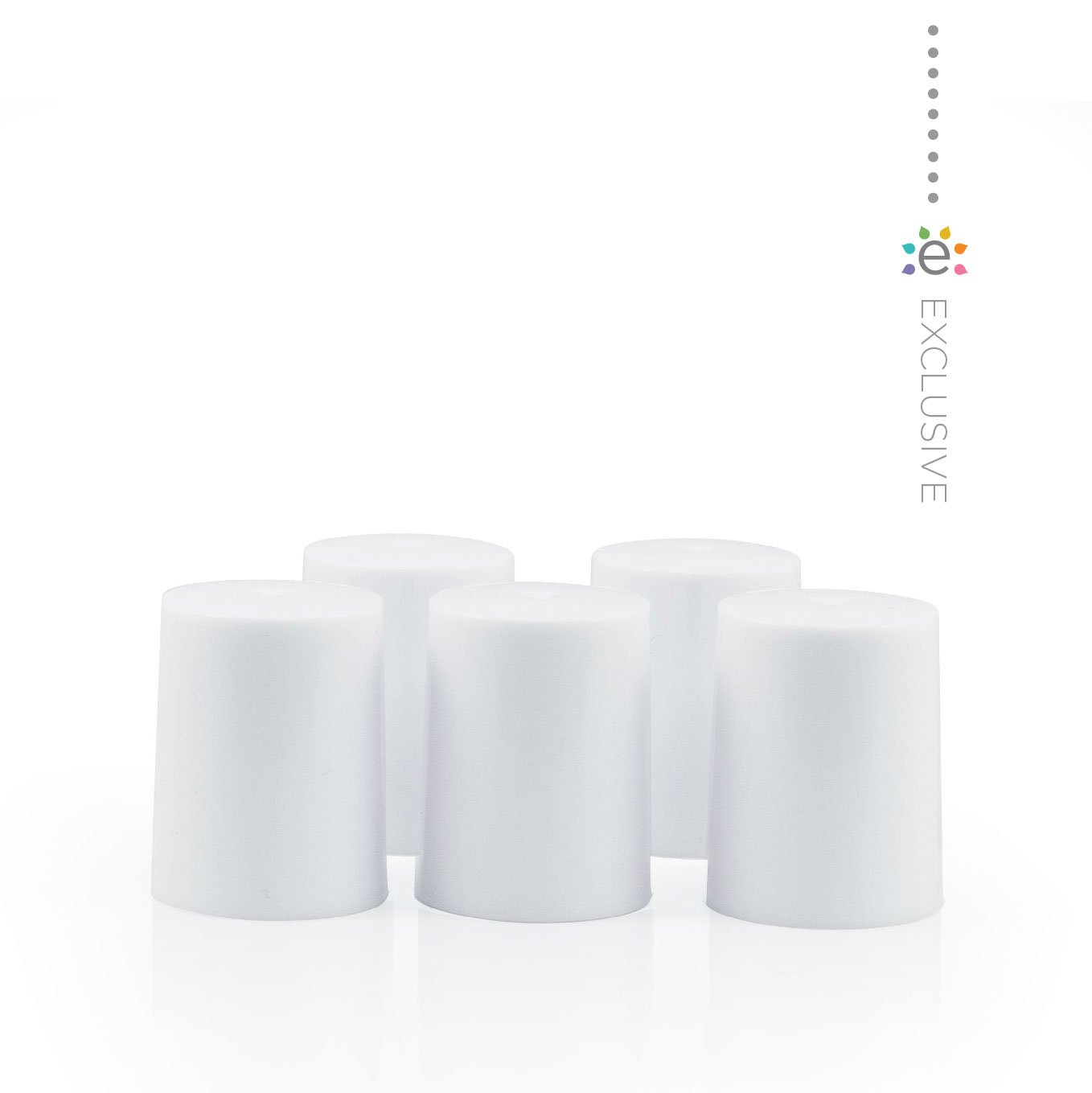 Műanyag kupakok (5 darab) Roll-on üveghengerhez ,Hófehér színben