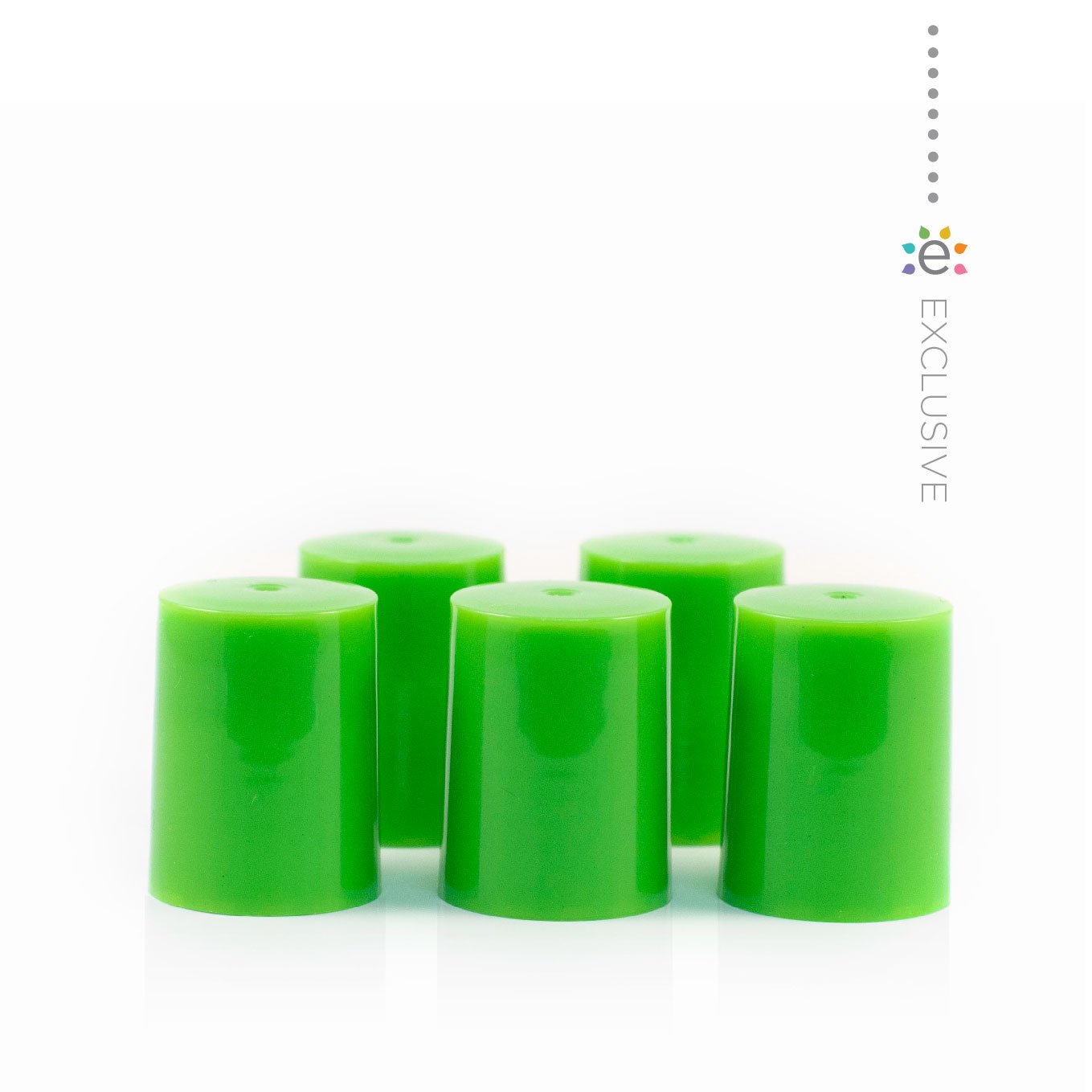 Műanyag kupakok (5 darab) Roll-on üveghengerhez , Páfrány/ zöld színben
