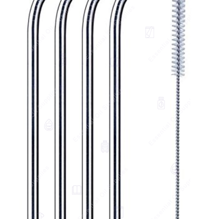 Rozsdamentes acél szívószálak 4 db/csomag + tisztítókefe – környezetbarát, újrafelhasználható